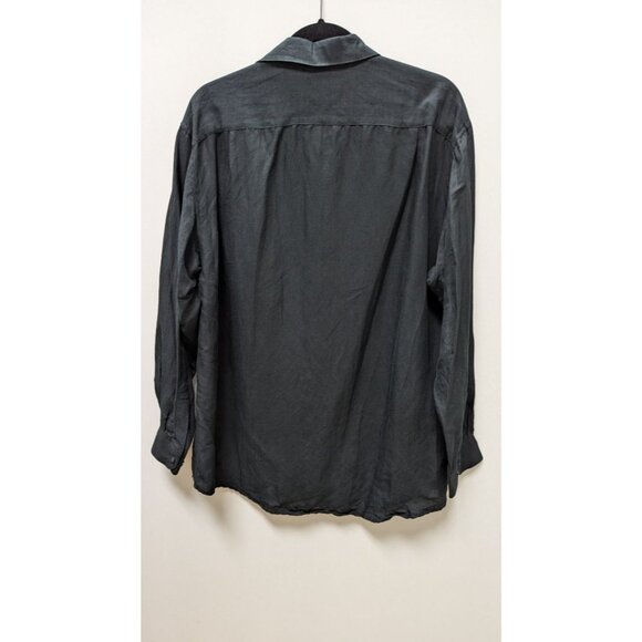 claiborne Black Long-Sleeve Linen Button-Down Blouse - Picture 2 of 2